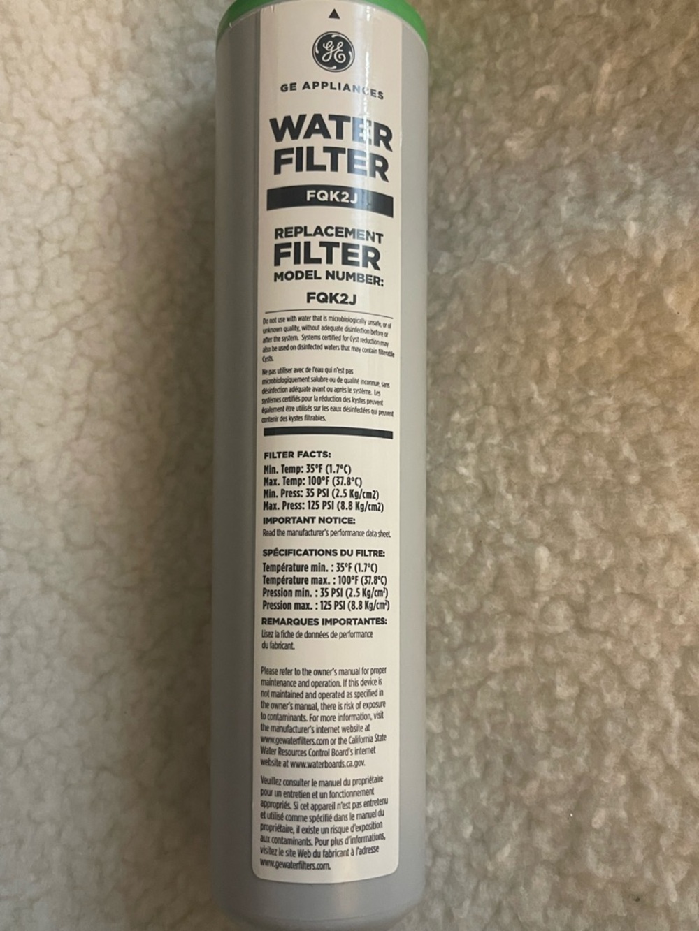 GE Appliances Water Filter replacement FQK2J -